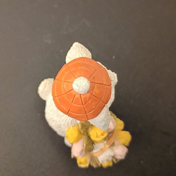 Adorable Hand-Painted Bunny Figurine With Basket Of Flowers - Picture 11 of 16